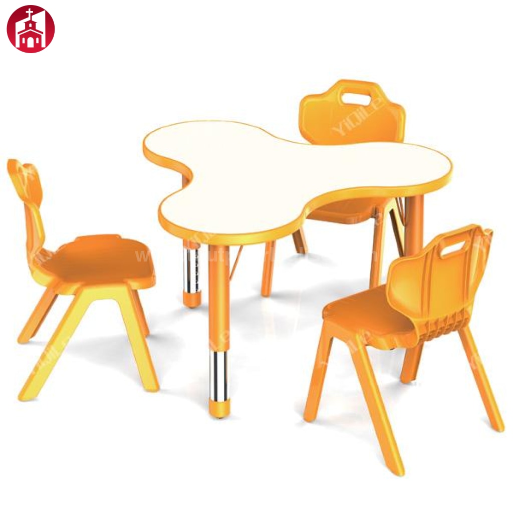 Ensemble tables encastrables chaises enfant orange - kaldeo
